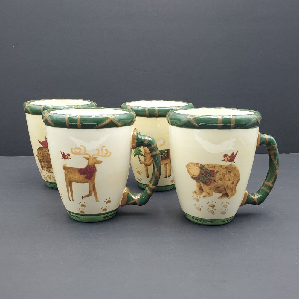 Debbie Mumm Joann Fabrics Christmas 2008 Mugs Jo-Ann Fabrics Holiday Animal Mugs